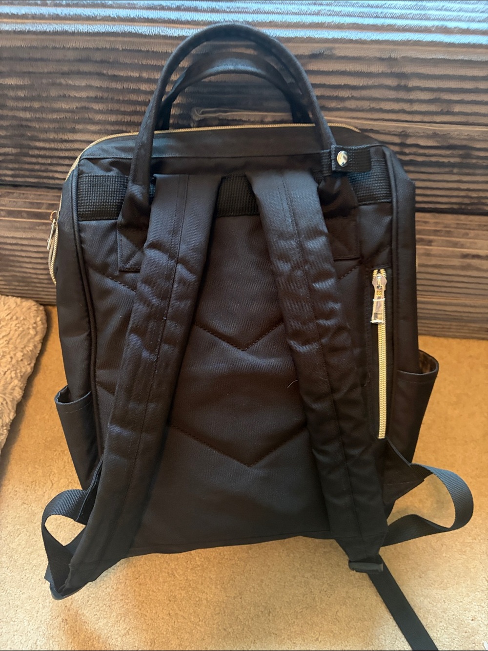 Black Women's Backpack Tote with Front Zip Pocket - Bebamour - Picture 2 of 5